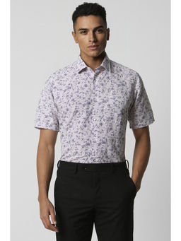 Van Heusen - Men Lilac Regular Fit Floral Print Half Sleeves Formal Shirt