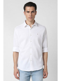 Van Heusen - Men White Slim Fit Solid Full Sleeves Casual Shirt