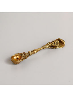 eCraftIndia - Ethnic Carved Brass Long Stick Diya With 1 Wick For Pooja Room And Temple