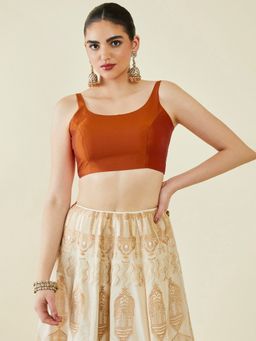 Soch - Women Tan Rayon Solid Blouse