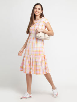 Zink London - Women's Multi-colour Checks Midi Dress