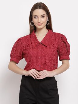 Ayrolane - Red Crop Collar Top