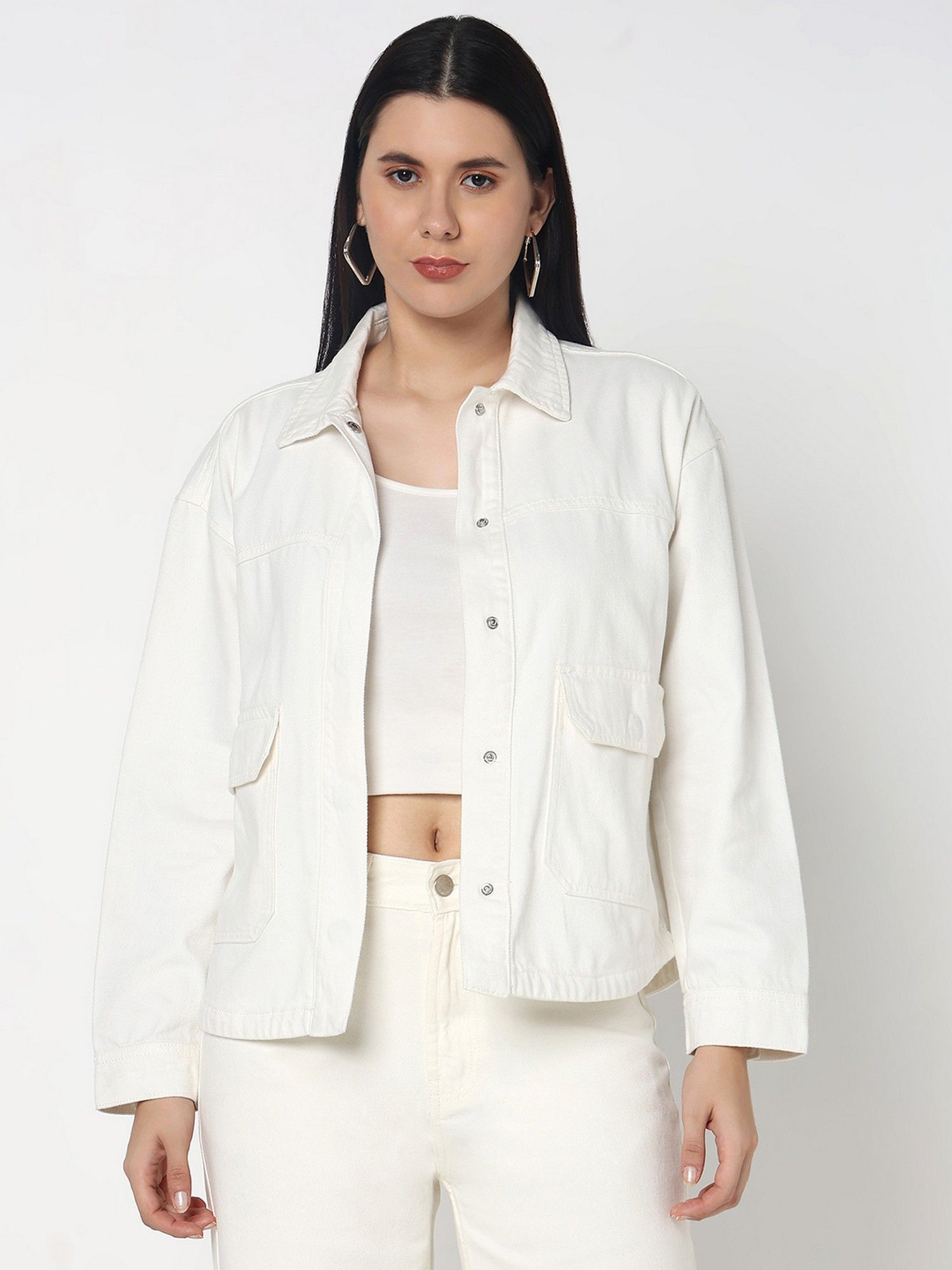 r&b Women White Solid Jacket-picture-30