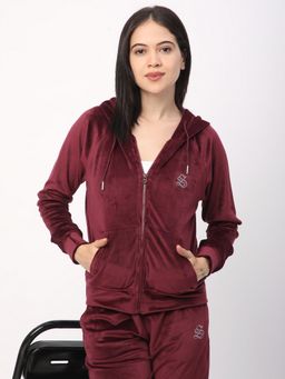 R&B - Women Wine Solid Jacket