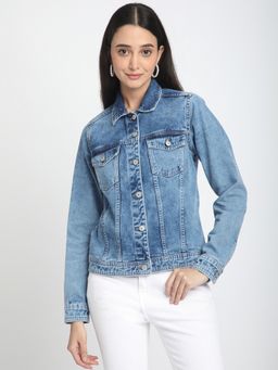 R&B - Women Blue Solid Jacket