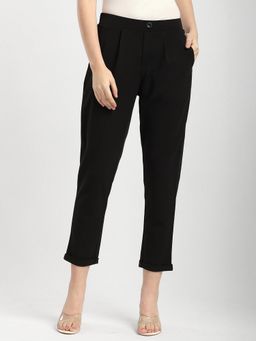 R&B - Women Black Solid Trouser