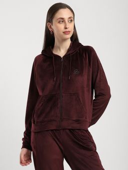 R&B - Women Burgundy Solid Jacket