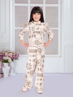 Tiny Kingdom - Brown Three Fourth Sleeves Printed Co Ord Set