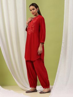 Nayam by lakshita - Women Red Pure Cotton Solid Kurta with Salwar (Set of 2)