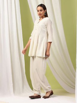 Nayam by lakshita - Women Off White Pure Cotton Stripes Kurta with Salwar (Set of 2)