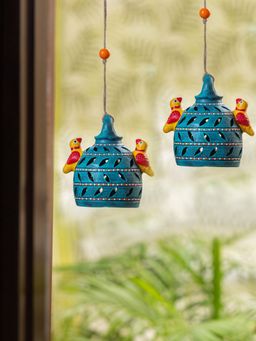 ExclusiveLane - Beautiful Birdies Handmade Terracotta Garden Decorative Hanging (Set Of 2)