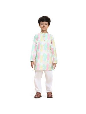 Bird Print Koti Blue Funny Bones Clothing's Kurta Pajama Set