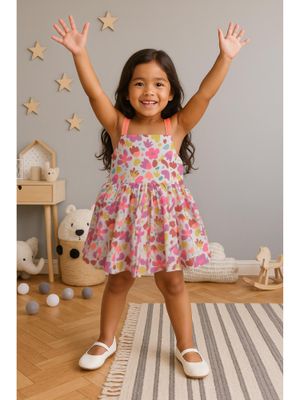 Buy Nautinati White Floral Print Dress for Girls (3-6 Months) Online