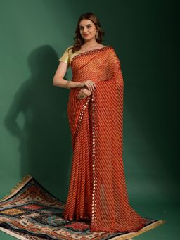 Odette - Maroon Chiffon Designer Saree with Unstitched Blouse
