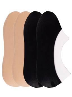 NEXT2SKIN - Women's No-show Loafer Socks Skin and Black (Pack of 4)