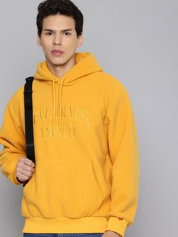 Levi's - Mens Solid Yellow Hooded Sweater
