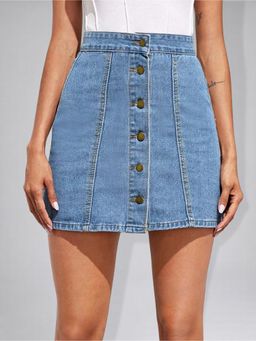 Twenty Dresses by Nykaa Fashion - Womens Aqua Casual Denim Skirt