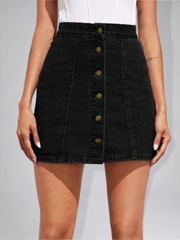 Twenty Dresses by Nykaa Fashion - Womens Black Casual Denim Skirt