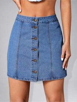 Twenty Dresses by Nykaa Fashion - Womens Blue Casual Denim Skirt