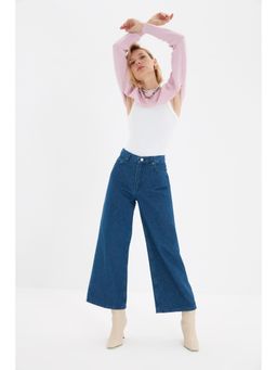Trendyol - Navy Normal Fit Solid-plain High Waist Jeans