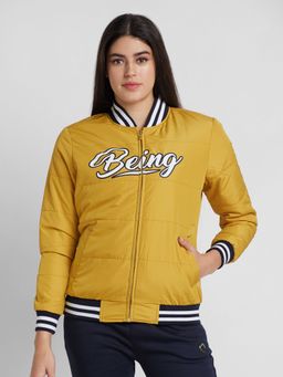 Being Human - Womens Yellow Printed High Neck Jacket