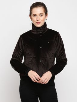 Being Human - Womens Brown Solid High Neck Jacket