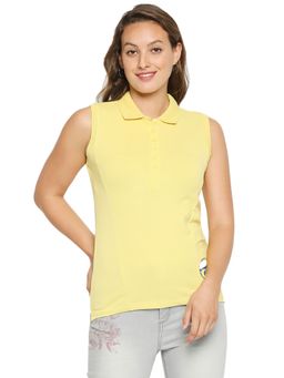 Being Human - Womens Yellow Solid Collar Neck Polo T-Shirt