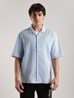 Calvin Klein - Blue Textured Regular-Fit Seersucker Woven Shirt