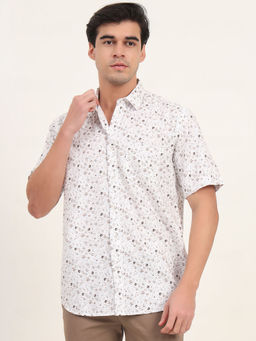 Greenfibre - White Printed Semi Casual Shirt