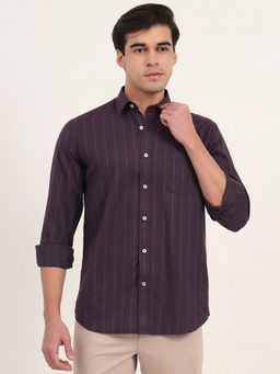Greenfibre - Purple Striped Semi Casual Shirt