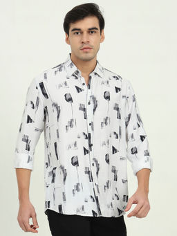 JadeBlue - Grey and Black Printed Casual Shirt