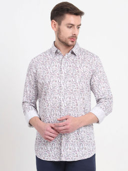 JadeBlue - White and Pink Printed Casual Shirt