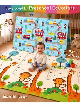 Intelliskills - 2 In 1 Play Mat Jungle & Roadmap Foldable Play Mat