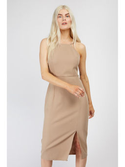 Trendyol - Nude Square Neck Midi Dress
