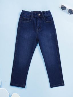 KiddoPanti - Boys Blue Solid Regular Fit Denim Jeans