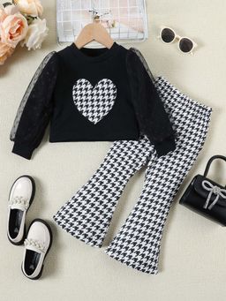 Hopscotch - Girls Black and White Houndstooth Print Top and Pant