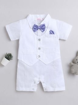 Hopscotch - Boys White All-Over Print Romper