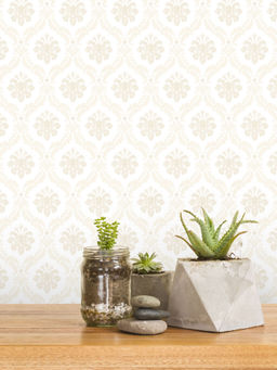 Excel - Classy Damask White Wallpaper