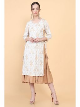 Soch - Women Beige Rayon Floral Kurta