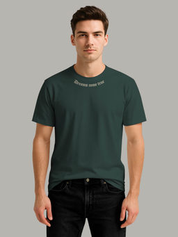 BULLMER - Green Trendy Printed Round Neck Half Sleeve T-shirt