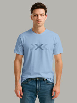 BULLMER - Blue Trendy Printed Round Neck Half Sleeve T-shirt