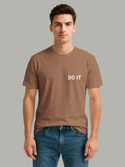 BULLMER - Brown Trendy Printed Round Neck Half Sleeve T-shirt