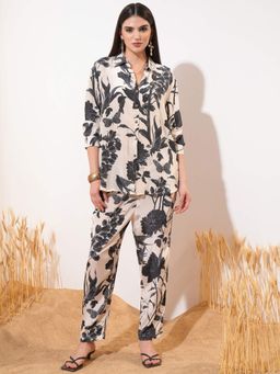 VISHUDH - Women Beige Floral Co-ord (Set of 2)