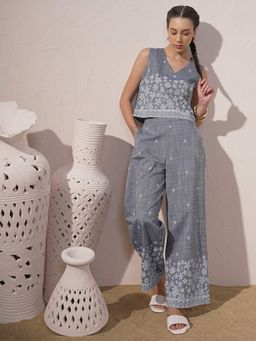 VISHUDH - Women Grey Printed Co-ord (Set of 2)