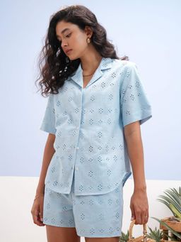 VISHUDH - Women Blue Embroidered Co-ord (Set of 2)