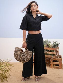 VISHUDH - Women Black Embroidered Co-ord (Set of 2)