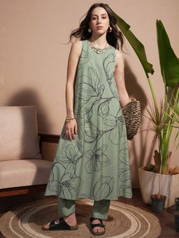 VISHUDH - Women Green Floral Co-ord (Set of 2)