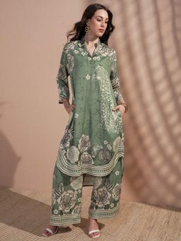 VISHUDH - Women Green Floral Co-ord (Set of 2)