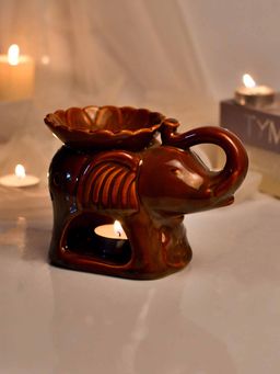 Tayhaa - Tranquil Elephant Ceramic Oil Diffuser - Brown