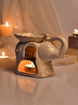 Tayhaa - Tranquil Elephant Ceramic Oil Diffuser - White